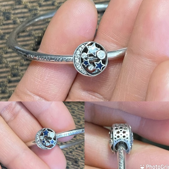 Pandora Limited Edition Unique as you are Snowflake Bangle Bracelet w/ 3 Charms - Picture 10 of 16